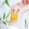 Collar de Suéter Hecho a Mano con Oro Arena, Perla, Ágata Roja, Loto y Cierre de Borla Ruyi de la Tienda de Oro Pu Zuo