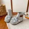 Invierno 2026 Nuevas Botas de Cuero Forradas de Felpa Estilo Princesa para Niñas Lindo Moño Moda Infantil Botines Cortos de Algodón de Dos Capas con Pedrería