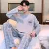 Pijama Masculino Direto da Fábrica Primavera e Outono Manga Longa 2026 Casual Tamanho Plus Solto Pode Ser Usado Fora de Casa Roupas