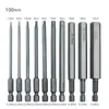 Varilla de Extensión Redonda con Vástago Hexagonal de 4 Piezas, Varilla de Extensión de Broca de 1/4, 60 mm, 100 mm, 150 mm, 300 mm, Varilla de Extensión de Cambio Rápido