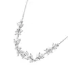 Collar de Flor de Glicinia Sonriente para Mujer Diseño de Nicho Ins Estilo de Alta Gama Cadena para Clavícula con Colgante de Hoja y Circonita Accesorios Venta al por Mayor