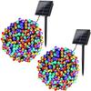 Luzes de Corda Solares à Prova d'Água para Exterior de Feriado Pátio Natal Fio de Cobre Cordão de Luzes Lanternas Decorativas LED Atmosfera Transfronteiriça