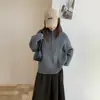 Suéter de Lã 100% com Tranças, Gola Alta e Meio Zíper Estilo Coreano para Mulheres, Espesso, Emagrecedor, Moda, Camada Base