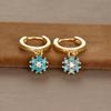 Pendientes de plata 925 con forma de aguja y circonitas pequeñas, con flores frescas y sencillas, con temperamento femenino.