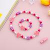 Nuevo collar pulsera elástica de madera colorida para niños, venta al por mayor de fábrica, forma de caricatura, lindo traje para niños, regalo