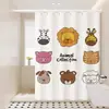 Cortina de ducha de baño de dibujos animados, tela impermeable, instalación sin taladro, cortina de ducha divisoria engrosada