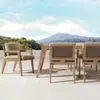Mesa de Comedor Exterior de Teca Diseño para Patio Resistente al Agua y al Sol Muebles de Madera Maciza Modelo de Casa Sillas de Comedor de Ratán para Jardín Exterior