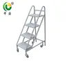 Escalera de Biblioteca de Acero de Dos Pasos Tres Pasos Escalera para Libros Archivos Móvil Silenciosa Escalera de Cuatro Niveles para Libros Escalera de Escalada con Pedales