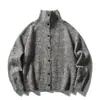 Suéter Cárdigan de Punto para Hombre Otoño Tendencia Estilo Japonés Retro Perezoso Cuello Alto Holgado Estilo Deportivo para el Trabajo