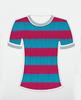 Processamento personalizado liso tecido listrado primavera e verão camiseta respirável confortável tecido listrado micro-elástico malha tecido