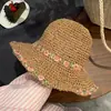 Sombrero de Flor de Paja para Mujer con Ala Ancha, Vacaciones de Verano en la Playa, Adelgazante de Rostro, Plegable, Sombrilla y Sombrero de Protección Solar