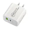 Carregador Rápido para Celular Cross-Border Pd20W Flash Charging Head Pd+Qc30 Porta Única/Dupla Carregamento Rápido Padrão Europeu, Americano, Britânico e Australiano
