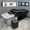 Nueva Peluquería de Celebridad de Internet Cama de Champú Reclinable Completamente Estilo Tailandés Cama de Peluquería Lavabo de Cerámica Cama de Enjuague para Salón de Belleza