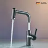 Grifo de Baño Retráctil y Extensible Transfronterizo para Agua Caliente y Fría con Lavabo de Bajo Encimera y Sobre Encimera de Altura Ajustable