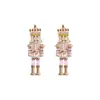 Pendientes de Rey Cascanueces Soldado Rey con Gota de Aceite y Diamantes Transfronterizos Nueva Serie Navideña Europea y Americana para Mujer