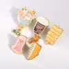Broches metálicos personalizados con adorables diseños de comida estilo Q en una temática de cocina japonesa; insignias de metal esmaltado hechas a medida