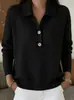 Nuevo Suéter para Mujer Otoño/Invierno 2026 Transfronterizo Europeo y Americano Tejido de Punto Cuello Solapa Media Botonadura Holgado Casual Prendas de Punto