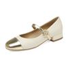 Zapatos Mary Jane Planos Bloque de Color Estilo Coreano Florales Estilo Chanel para Mujer 2026 Nuevos Zapatos sin Cordones de Caña Baja de Cuero Genuino