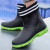 Botas de lluvia de tubo medio de moda transfronteriza para amantes, suela gruesa, impermeables, antideslizantes, resistentes al desgaste, con forro polar, cálidas y para acampar para mujeres.