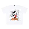 Camiseta de Algodão Puro Pesado 250g Pintada à Mão Mickey Street Casual Oversize Grande Manga Curta para Casais Homens e Mulheres Tendência