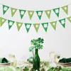 Decoração de Dia de São Patrício transfronteiriça, guirlanda de papel com glitter, trevo da sorte, bandeira de puxar triangular