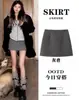 Falda Corta de Lunares Grises Falda Larga de Lana 2026 Otoño Ropa Base para Mujer Falda de Línea A Ceñida al Cadera Conjunto Estilo Coreano Invierno