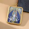Guanyin de Mil Manos Pintada a Mano con Pintura Dorada Zorro de Nueve Colas Hada Zorro Thangka Caja Gawu de Acero de Titanio Tang Taoísta de Nueve Colas Dios Elefante Verde
