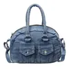 Bolsa Feminina de Comércio Exterior Transfronteiriço 2025 Nova Moda Jeans Grande Capacidade Outdoor Deslocamento Portátil Ombro Axila Bolsa Atacado