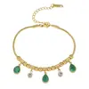 Pulsera Lele Jewelry para Mujer, Moda Europea y Americana, Estilo de Nicho, Transfronterizo, Diseño Simple, Circonita Verde Esmeralda en Forma de Gota, Perlas Incrustadas de Diamantes
