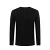 Nova Camisa Henley Masculina de Manga Longa com Meio Botão, Estilo High-End Light Luxury, Outono e Inverno, Base Top Tendência