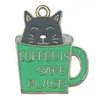 Taza de Té con Forma de Corazón Colgante de Gato DIY Accesorios de Joyería de Aleación Pendientes Collar Llavero Colgantes Accesorios