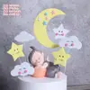 Pacote com 10 Decorações de Bolo Estrela Lua Bola de Pelo Nuvem Inserção Balão Arco-Íris Decoração de Mesa de Sobremesa de Aniversário