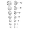 Brincos de tarracha em aço inoxidável com zircônia de quatro garras, studs integrados minimalistas para cartilagem da orelha, brincos de luxo leve de alta qualidade com bolinhas redondas, discos redondos e borboletas
