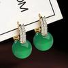 [Ventas Directas de Fábrica] Aretes de Ágata Natural, Nuevos Aretes de Calcedonia de Moda, Aretes de Cuentas Redondas, Aretes Elegantes de Moda para Mujer