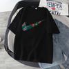 Camiseta de algodón puro de manga corta 2024, marca de moda deportiva para hombre, holgada, de talla grande, con cuello redondo y estampado, popular camiseta de manga corta.