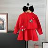 Suéter infantil de otoño e invierno 2024, estilo occidental, de manga larga, tejido de punto, vestido grande de cuello redondo con fresas, multicolor, comercio exterior