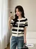 Novedades Verano 2026 Top de Punto Manga Corta Estilo Coreano para Mujer Dulce Colores Contrastantes Rayas Hueco Versátil Adelgazante