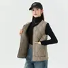 Chaleco interior cálido extra grande de forro polar engrosado para mujer chaleco exterior de algodón casual con cremallera de lana de cordero para mujer 2402