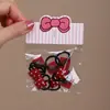 Nuevo Lindo Elástico para el Cabello Rojo de Estrella de Cinco Puntas para Niños con Puntos Blancos y Diseño de Esmalte en Forma de Corazón, Suave con el Cabello