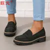 Juyuan Spot Nuevo Verano 2026 Comercio Exterior Tallas Grandes Zapatos de Mujer Tacón Grueso Zapatos de Mujer Individuales Mocasines PU