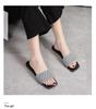 Em Estoque Comércio Exterior Tamanho Grande 2024 Primavera Sapatos Casuais de PU Artificial Chinelos Rasteirinhas Sandálias Slip-On Casuais Femininas de Bico Quadrado