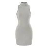 Vestido bodycon sin mangas de cuello alto, puramente seductor y sexy para mujer, adelgazante y favorecedor, azul, realza el cutis, elegante vestido tipo tank para verano