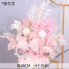 Arreglo floral de piso para boda, decoración de fila de flores rosas, flores de boda, flores artificiales, decoración de pasillo, ambientación, arte floral de escenario T