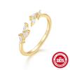 Anillo de plata de ley S925 con circonita de lujo retro y ligero para mujer, estilo europeo y americano, para uso diario, con anillo abierto que combina con todo.