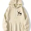 Moletom com Capuz Casual Masculino da Moda Personalizado com Letras Inglesas Estampa Lamb Street na Frente e Atrás Outono e Inverno