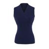 Chaleco Tejido Yujie Elegante Cruzado de Cuello en V para Mujer Verano Ajustado a la Cintura Top Interior sin Mangas