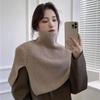 Bufanda de invierno para mujer, nueva moda, estilo coreano, color liso, cuello alto, chal de punto de lana.
