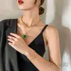 Conjunto de anel de esmeralda sintética, pingente de esmeralda e brincos de esmeralda, moda europeia e americana
