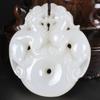 Xinjiang Hotan Jade Branco Pixiu Marca de Jade Pingente Duplo de Besta para Homens e Mulheres Jaspe Pixiu Tudo Jade Pingente de Guan Gong para Paz