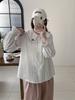 Cardigan feminino de algodão solto com bordado de cachorrinho fofo e fresco estilo japonês, manga longa, camisa branca, atacado